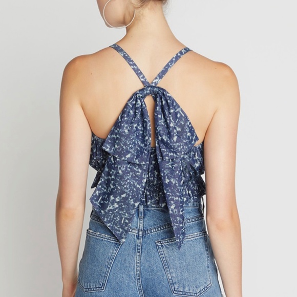Choosy Tops - 1153 NWT Choosy No Shade Bow Back Crop Top – L – Blue White